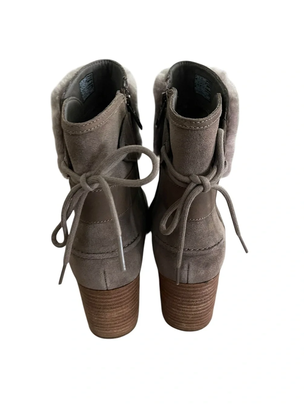 NWT UGG Kirke Grey Suede Shearling Cuff Ankle Boots Size 10